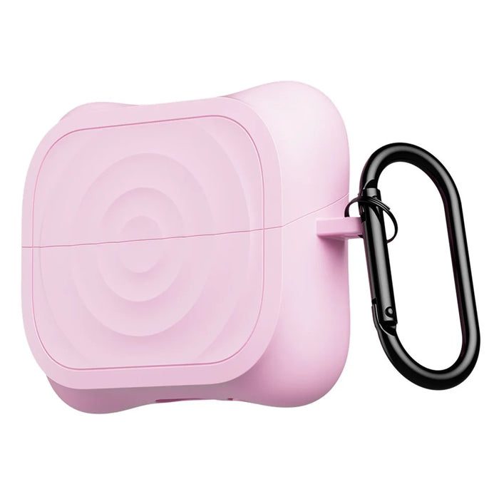 Silicone Case for Samsung Galaxy Buds3 FE / Buds3 Pro / Buds3 Wave Texture Earphone Protective Cover with Carabiner - Pink - 1