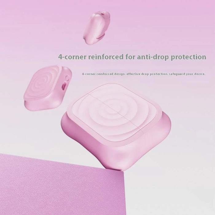 Silicone Case for Samsung Galaxy Buds3 FE / Buds3 Pro / Buds3 Wave Texture Earphone Protective Cover with Carabiner - Pink - 3