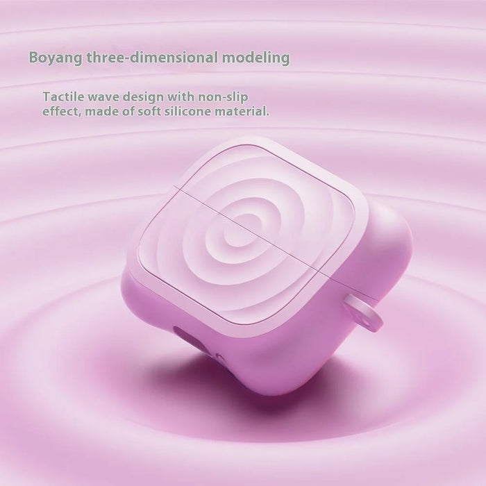 Silicone Case for Samsung Galaxy Buds3 FE / Buds3 Pro / Buds3 Wave Texture Earphone Protective Cover with Carabiner - Pink - 4