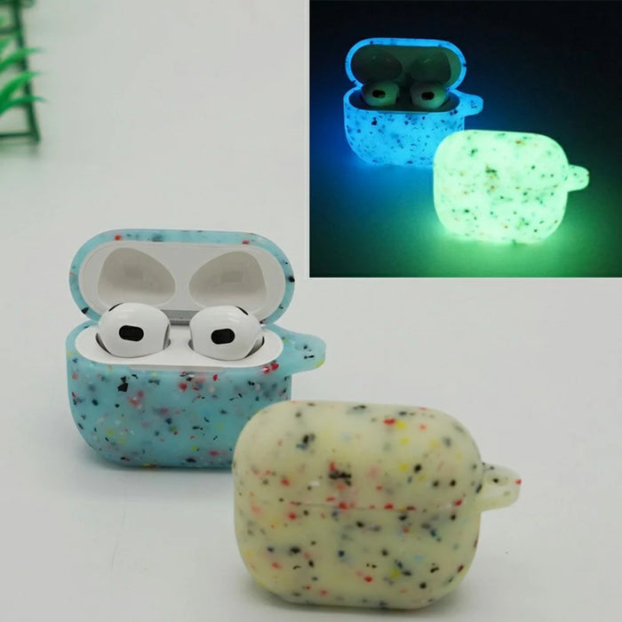 For AirPods Pro 3 Earphone Case Biodegradable TPU Earbuds Luminous Protective Cover with Ring Buckle - Luminous Green - 6
