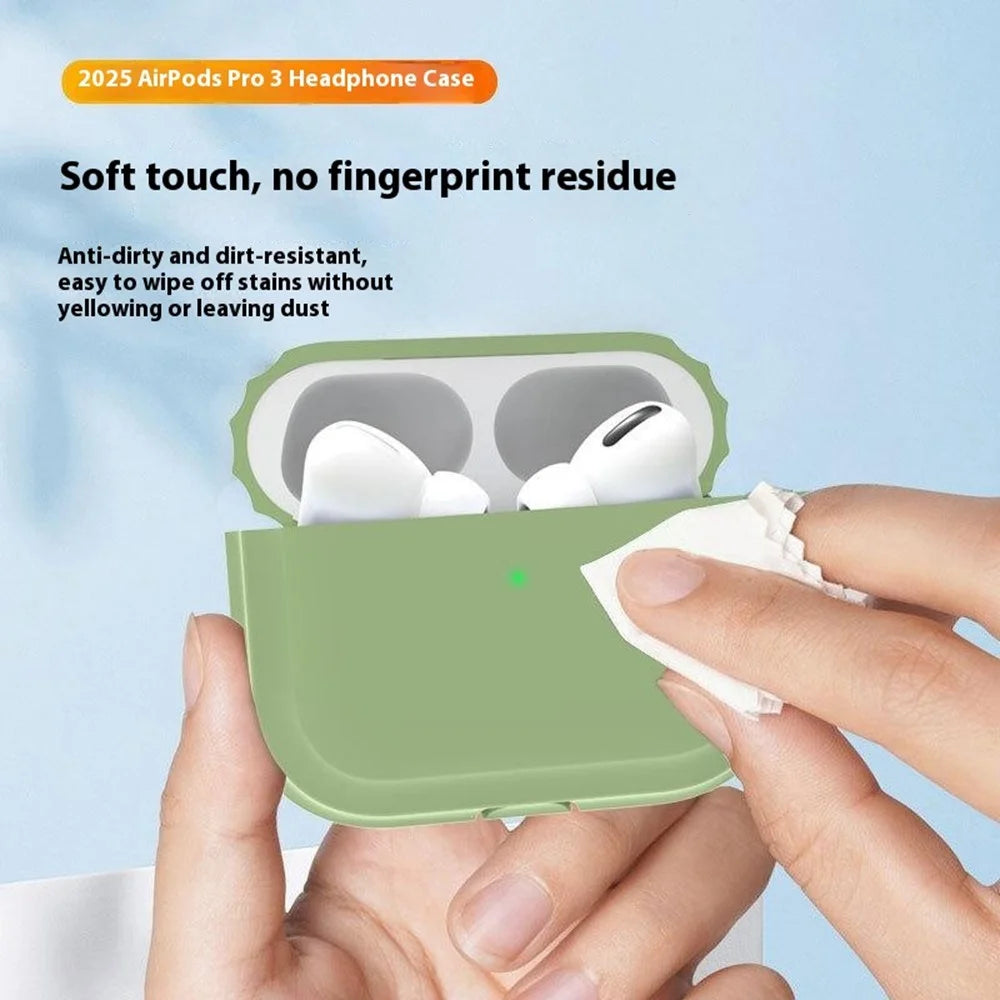 For AirPods Pro 3 Silicone Case Full Protection Earphone Cover with Carabiner - White - 3