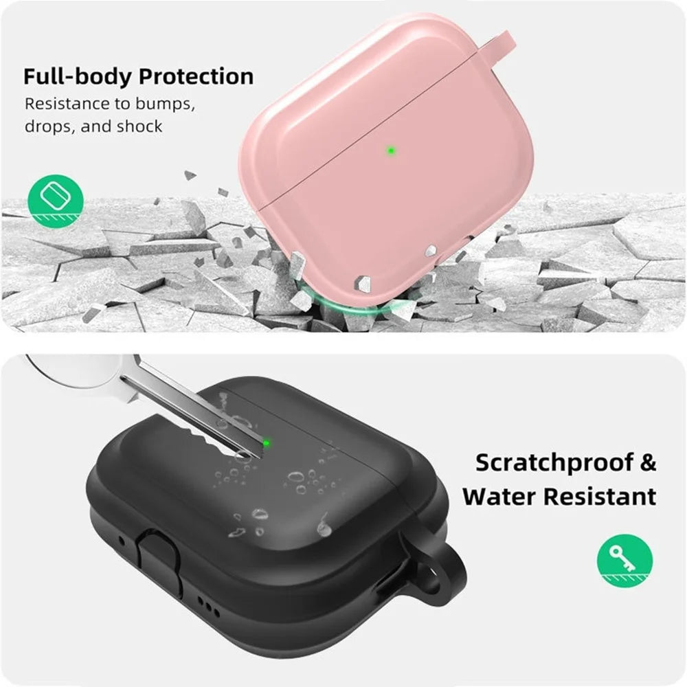 For AirPods Pro 3 Silicone Case Full Protection Earphone Cover with Carabiner - White - 6