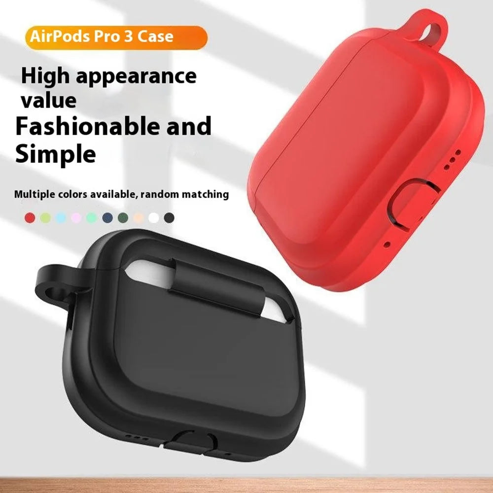 For AirPods Pro 3 Silicone Case Full Protection Earphone Cover with Carabiner - White - 7