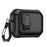 For AirPods 4 Earbuds Case One-Press Open TPU + PC Earphone Protective Cover with Carabiner - Solid Black - 2