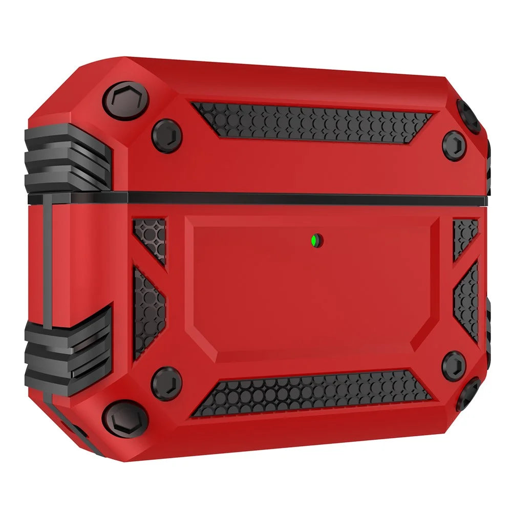 For AirPods Pro 3 Case TPU + PC Earphone Protective Cover with Carabiner - Red - 1