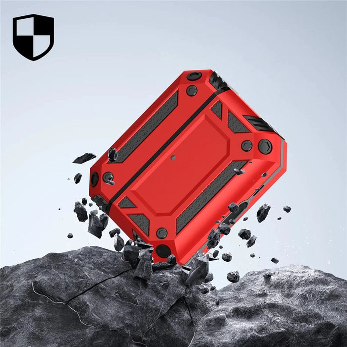 For AirPods Pro 3 Case TPU + PC Earphone Protective Cover with Carabiner - Red - 6