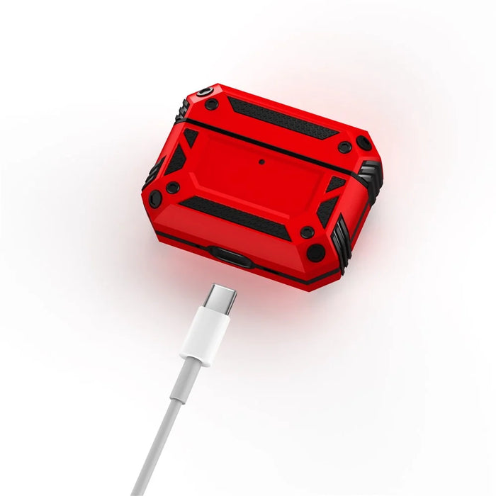 For AirPods Pro 3 Case TPU + PC Earphone Protective Cover with Carabiner - Red - 7