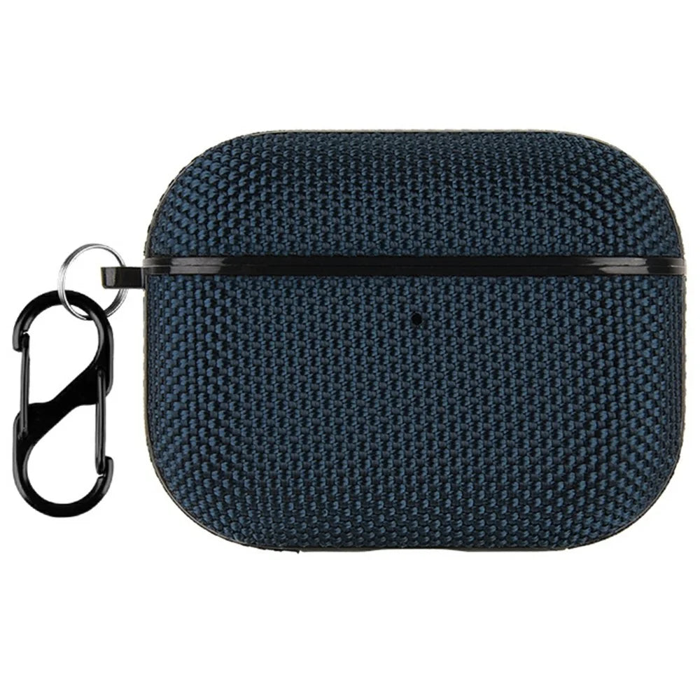 For AirPods Pro 3 Protective Case Nylon Waterproof Earphone Cover with Hanging Buckle - Blue - 1