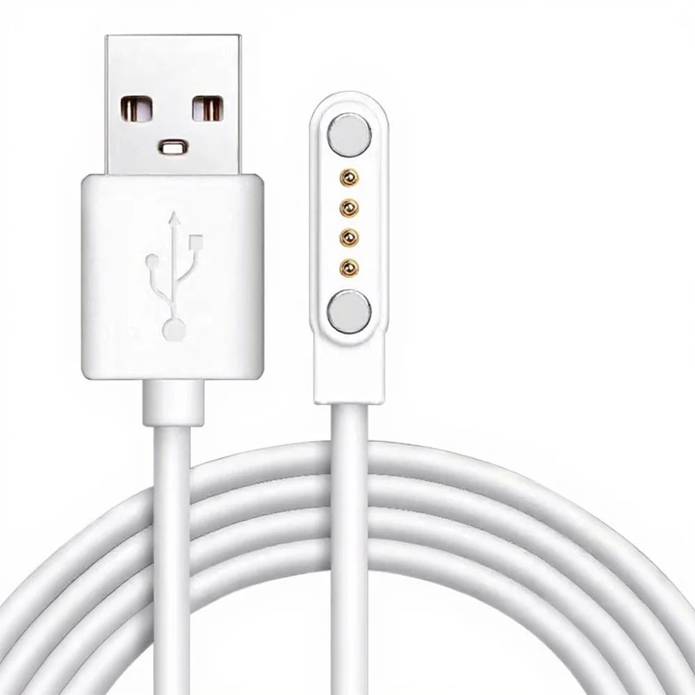0.6m USB to 4 Pin Magnetic Charging Cable for Kids Smart Watch with 7.62mm Interface Universal Charger Cord - White - 1