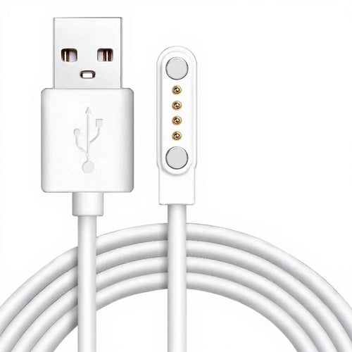 0.6m USB to 4 Pin Magnetic Charging Cable for Kids Smart Watch with 7.62mm Interface Universal Charger Cord - White - 1