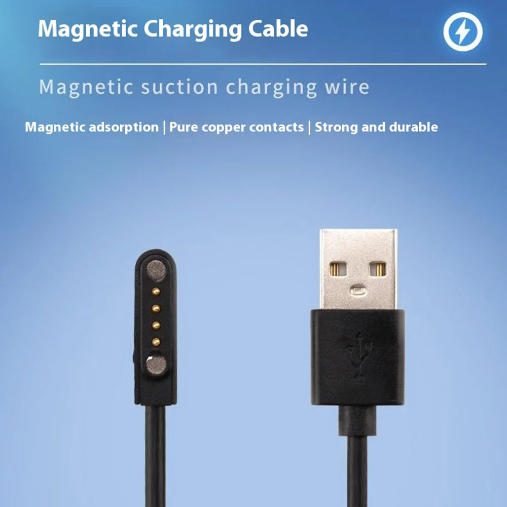0.6m USB to 4 Pin Magnetic Charging Cable for Kids Smart Watch with 7.62mm Interface Universal Charger Cord - White - 2