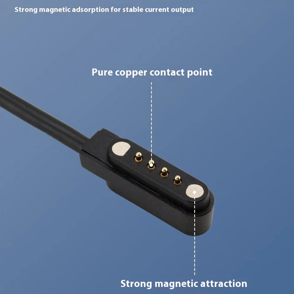 0.6m USB to 4 Pin Magnetic Charging Cable for Kids Smart Watch with 7.62mm Interface Universal Charger Cord - White - 4