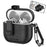For AirPods Pro 3 Earphone Case with Phone Stand Automatic Lock PC PU Earphone Cover - All Black - 1