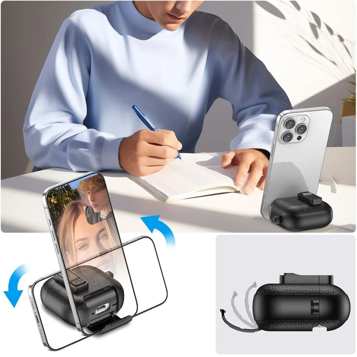 For AirPods Pro 3 Earphone Case with Phone Stand Automatic Lock PC PU Earphone Cover - All Black - 2