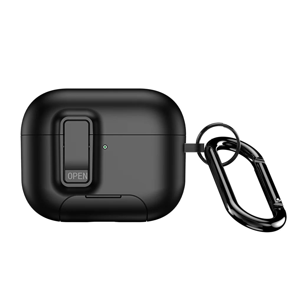 DUX DUCIS For AirPods Pro 3 Earphone Case  PECQ Series Multi-Angle Stand PC+TPU Cover with Hook - Black - 1