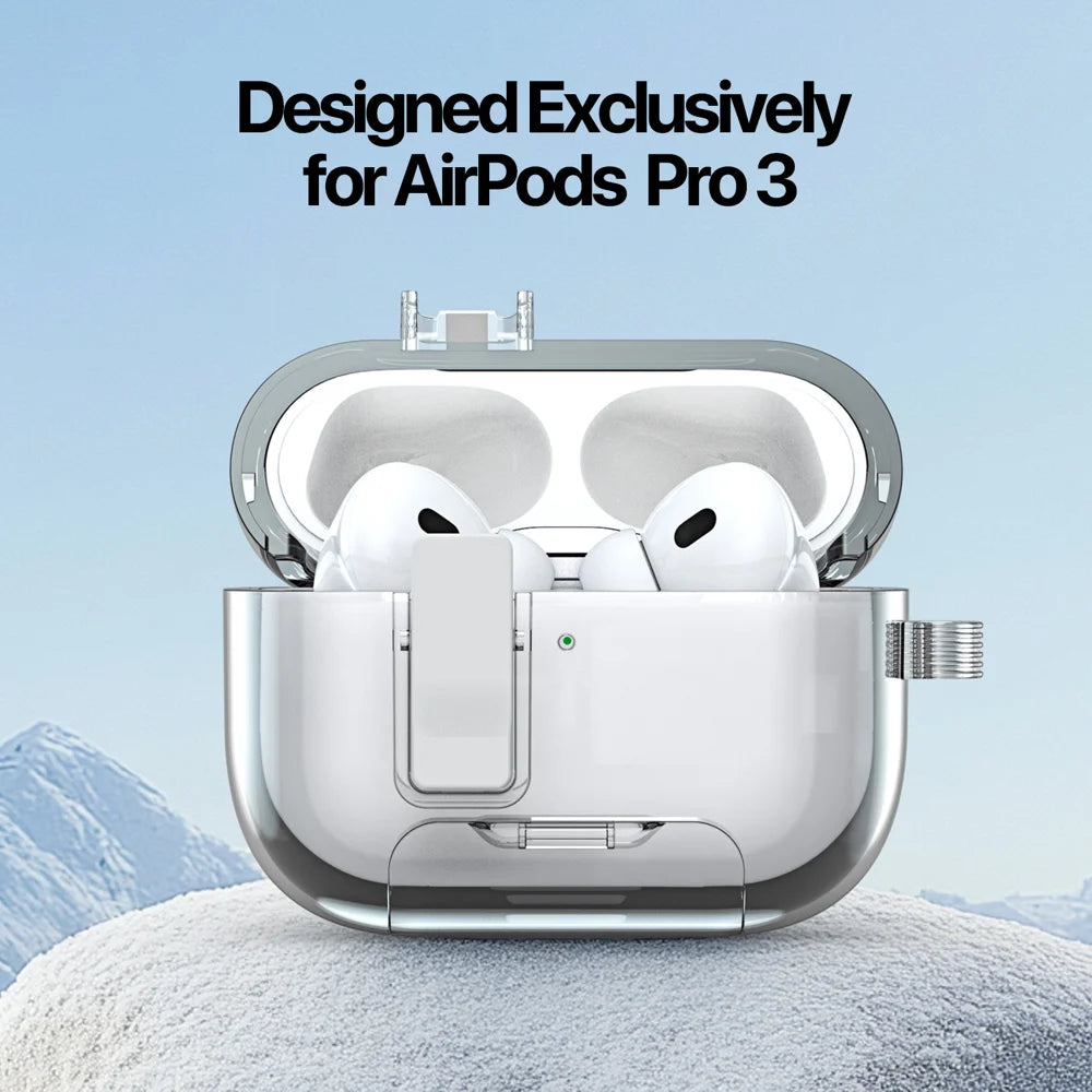DUX DUCIS For AirPods Pro 3 Earphone Case  PECR Series PC+TPU Cover with Phone Holder and Hook - Clear - 4