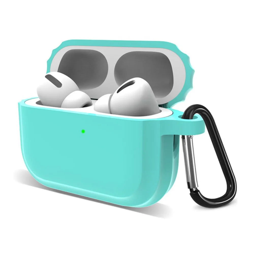 For AirPods Pro 3 Silicone Protective Case Anti Slip Earphone Protective Cover with Keychain - Mint Green - 2