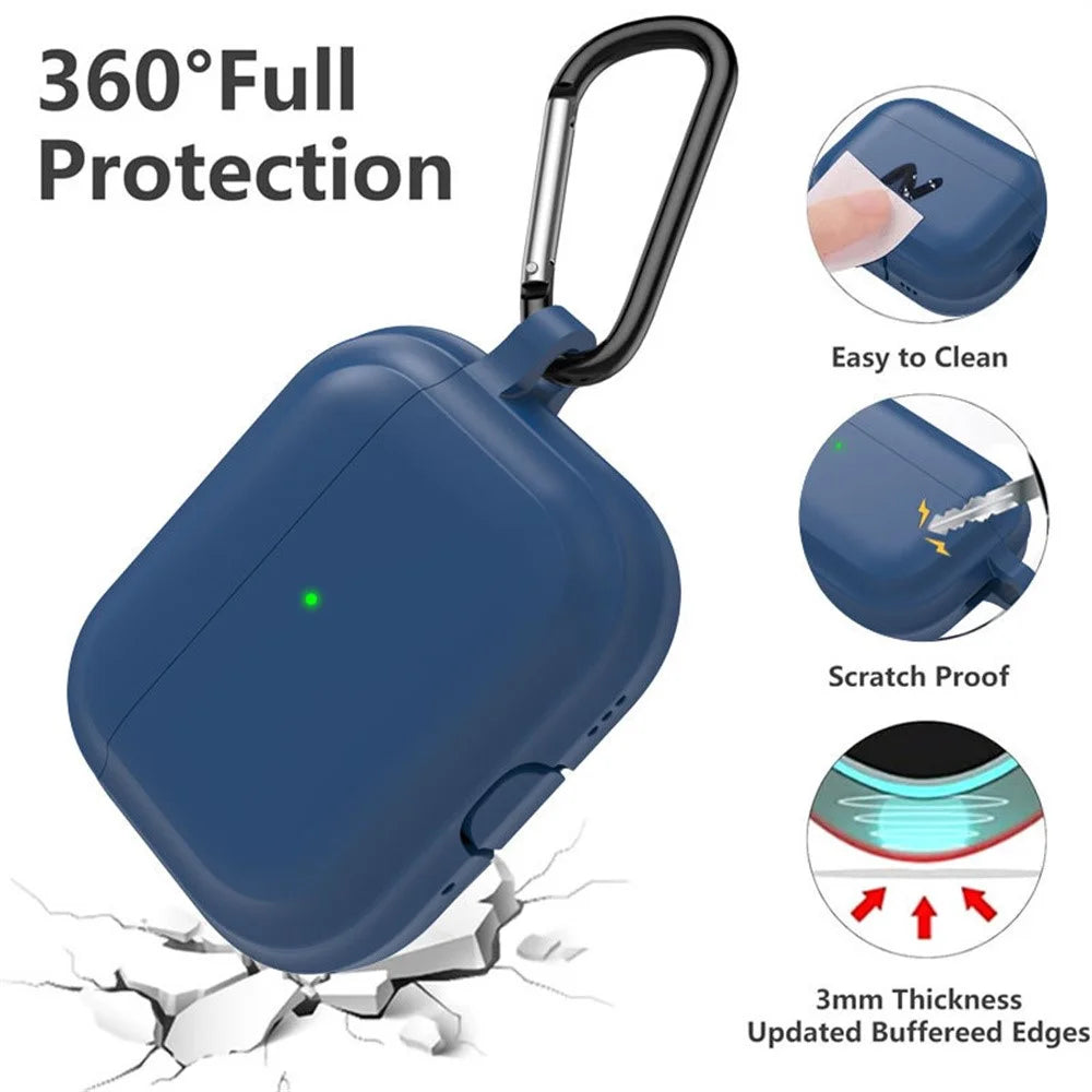 For AirPods Pro 3 Silicone Protective Case Anti Slip Earphone Protective Cover with Keychain - Mint Green - 3