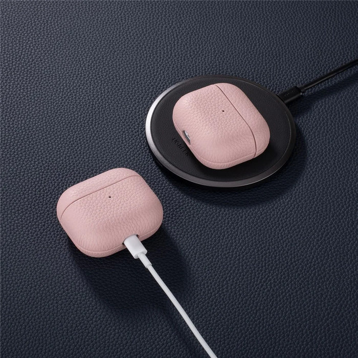 For AirPods Pro 3 Earphone Case Litchi Texture Genuine Cow Leather Earbud Protective Cover - Pink - 5