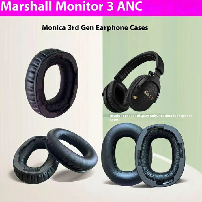 1Pair For Marshall Monitor III Headphone Earpads Protein Leather + Memory Foam Replacement Cushions - 2