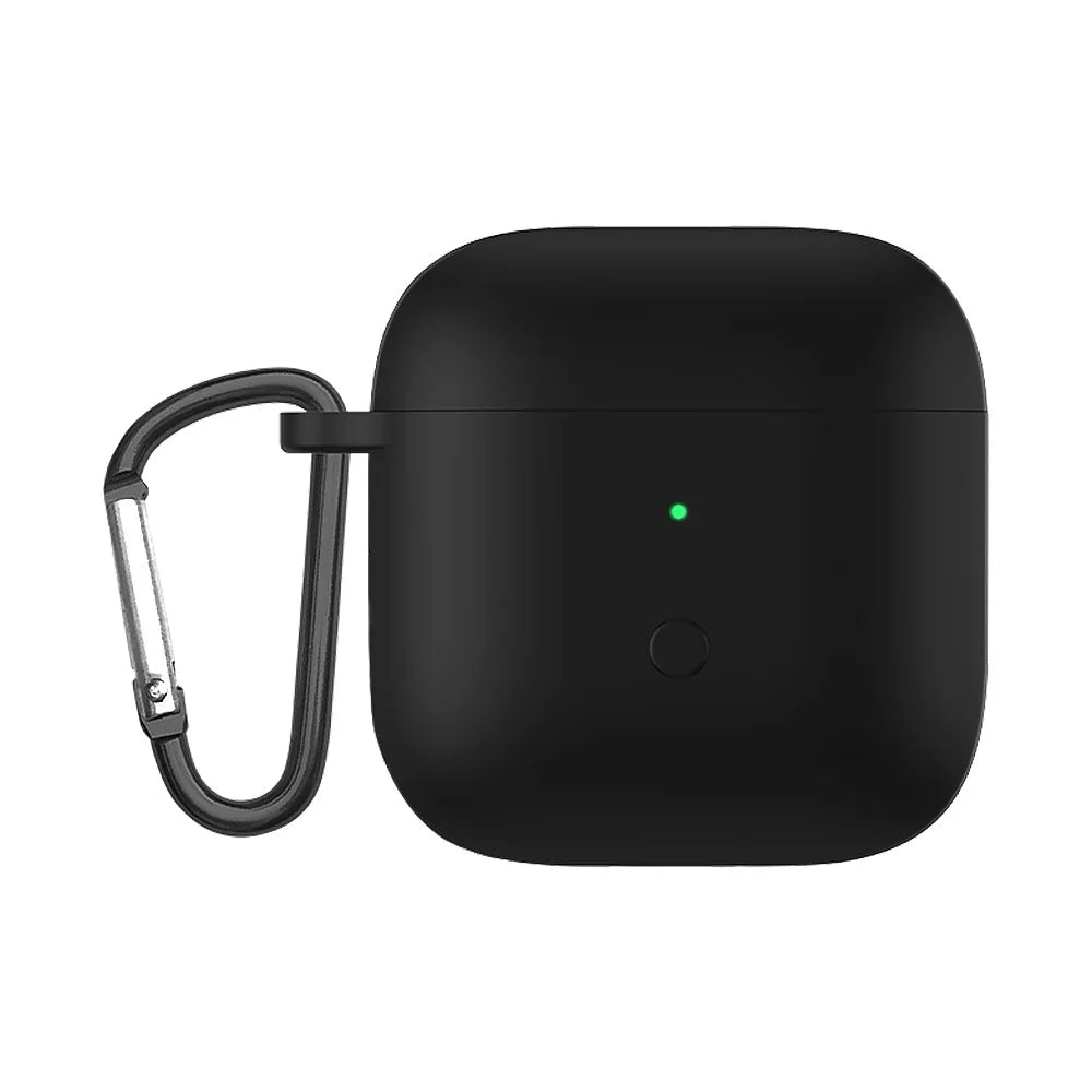 Full Protective Silicone Skin Earphone Case Cover with Carabiner for Redmi Buds 3 - Black - 1