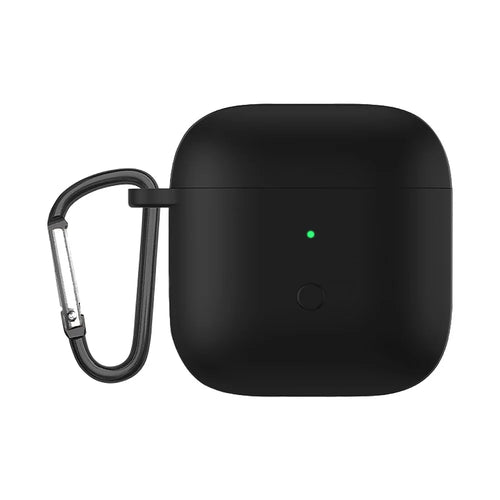 Full Protective Silicone Skin Earphone Case Cover with Carabiner for Redmi Buds 3 - Black - 1