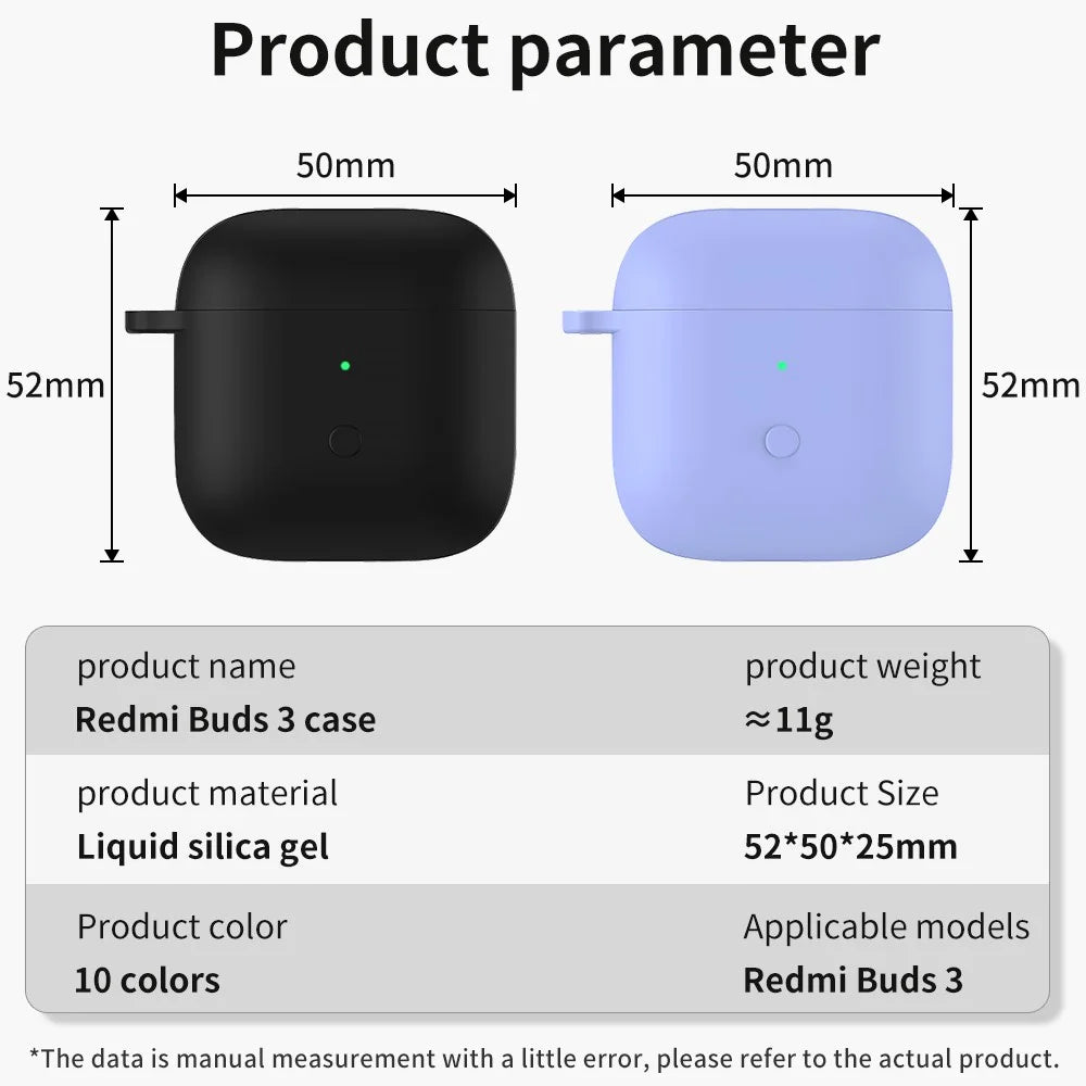 Full Protective Silicone Skin Earphone Case Cover with Carabiner for Redmi Buds 3 - Black - 6
