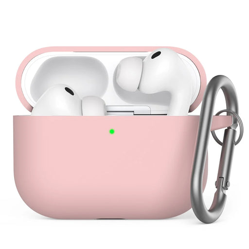 AHASTYLE WG184 For AirPods Pro 3 Case Split Design Thickened Silicone Earphone Cover with Carabiner - Pink - 1