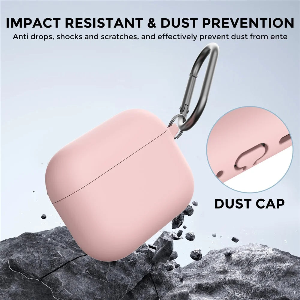 AHASTYLE WG184 For AirPods Pro 3 Case Split Design Thickened Silicone Earphone Cover with Carabiner - Pink - 5