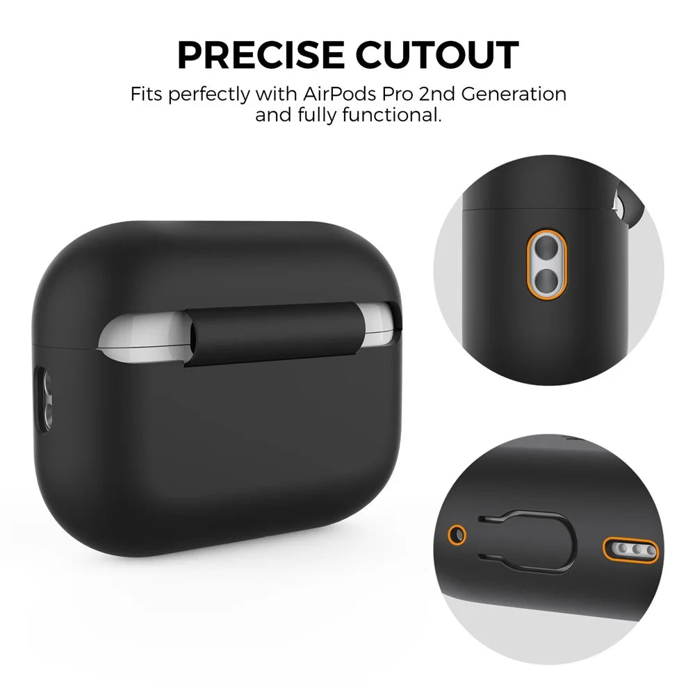 AHASTYLE PT197 For AirPods Pro 3 Case Silicone Earphone Protective Cover with Lanyard - Black - 3