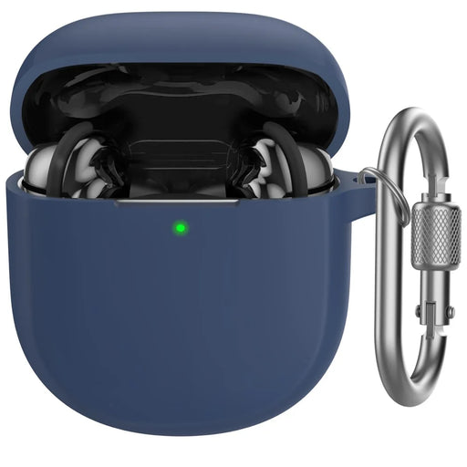 AHASTYLE WG105 For Bose QuietComfort Earbuds II Case Integrated Design Ultra Thick Silicone Protective Cover with Carabiner - Midnight Blue - 1