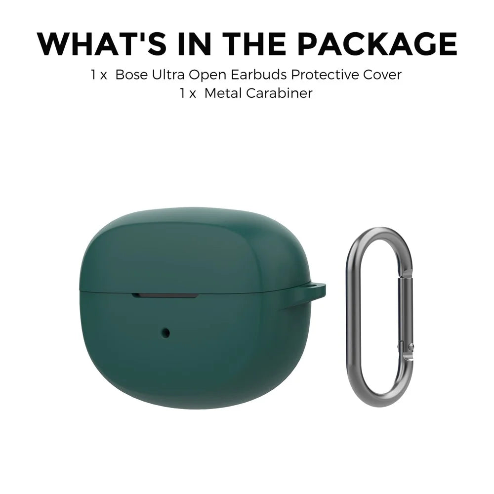 AHASTYLE WG147 For Bose Ultra Open Earbuds Silicone Case Integrated Design Protective Cover with Carabiner - Green - 7