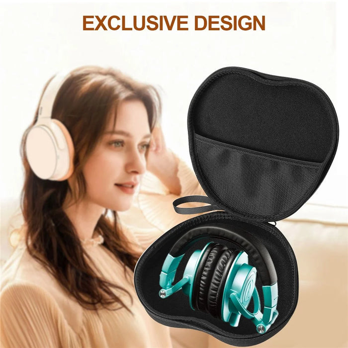 For Audio-technica ATH-M50X Headphone Case EVA Hard Shell Storage Bag With Cleaning Pen Set - Black - 2