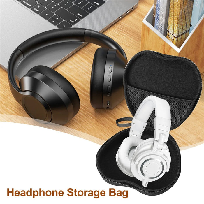 For Audio-technica ATH-M50X Headphone Case EVA Hard Shell Storage Bag With Cleaning Pen Set - Black - 3