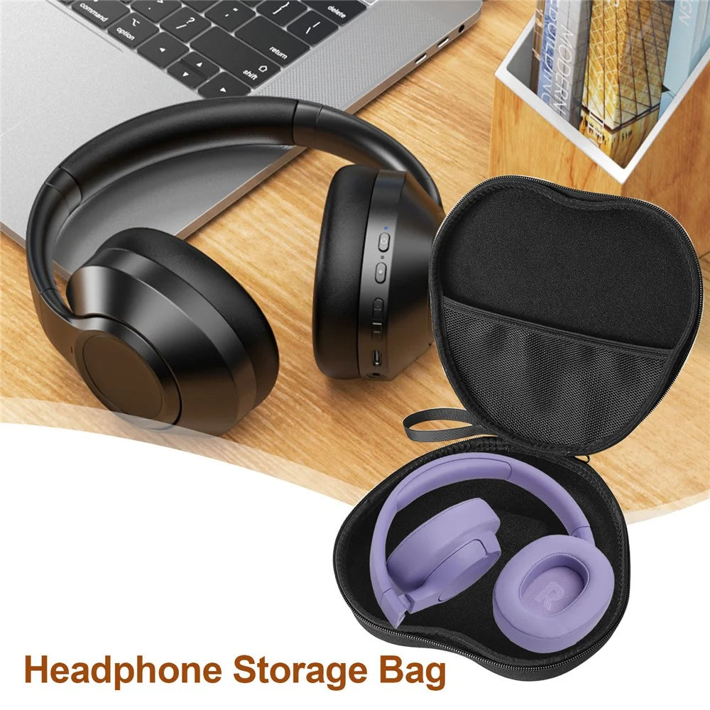 For JBL Tune 770NC Headphone Case EVA Hard Shell Storage Bag With Cleaning Pen Set - Black - 3
