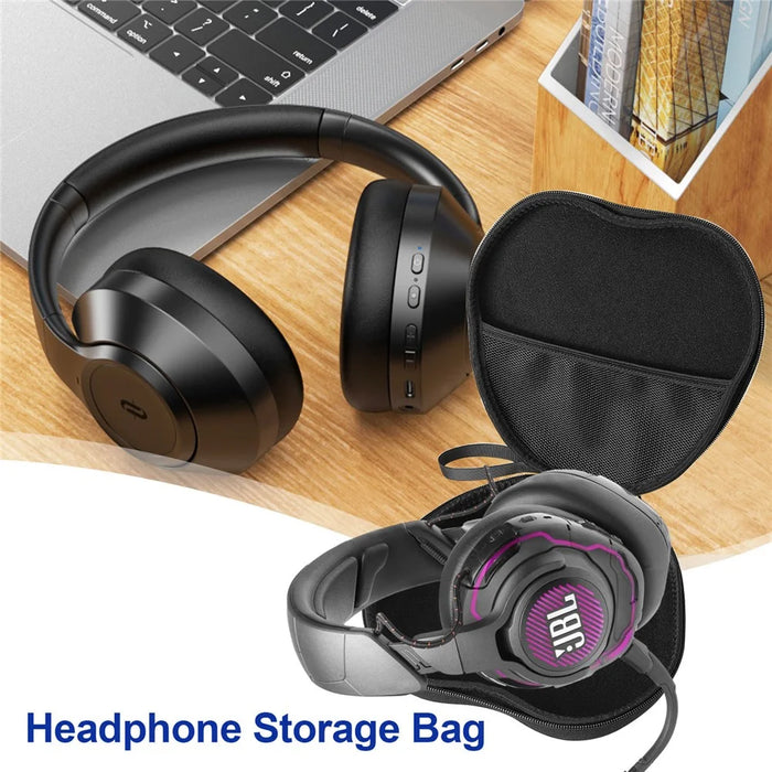 For JBL Quantum ONE Headphone Case EVA Hard Shell Storage Bag With Cleaning Pen Set - Black - 7