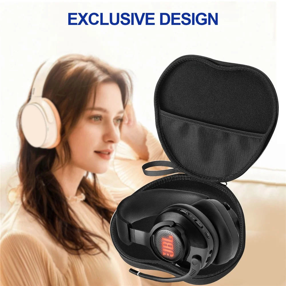 For JBL Quantum 400 Headphone Case EVA Hard Shell Storage Bag With Cleaning Pen Set - Black - 6