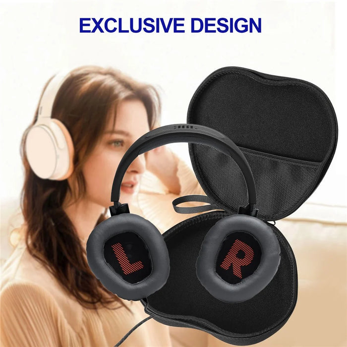 For JBL Quantum 100 Headphone Case EVA Hard Shell Storage Bag With Cleaning Pen Set - Black - 6