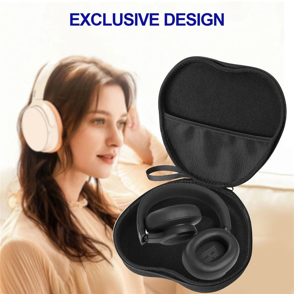 For JBL Live 660NC Headphone Case EVA Hard Shell Storage Bag With Cleaning Pen Set - Black - 6