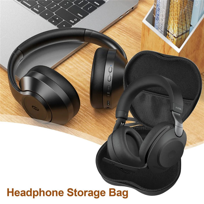 For Jabra Evolve2 85 Headphone Case EVA Hard Shell Storage Bag With Cleaning Pen Set - Black - 4