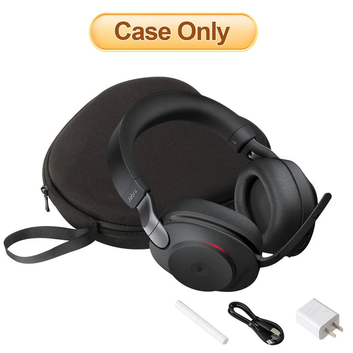 For Jabra Evolve2 85 Headphone Case EVA Hard Shell Storage Bag With Cleaning Pen Set - Black - 6