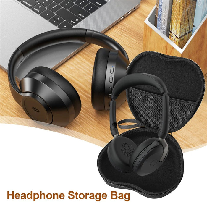 For Jabra Evolve2 65 Headphone Case EVA Hard Shell Storage Bag With Cleaning Pen Set - Black - 4
