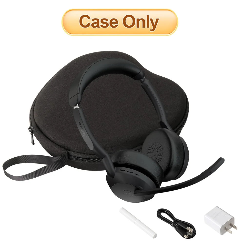 For Jabra Evolve2 55 Headphone Case EVA Hard Shell Storage Bag With Cleaning Pen Set - Black - 6