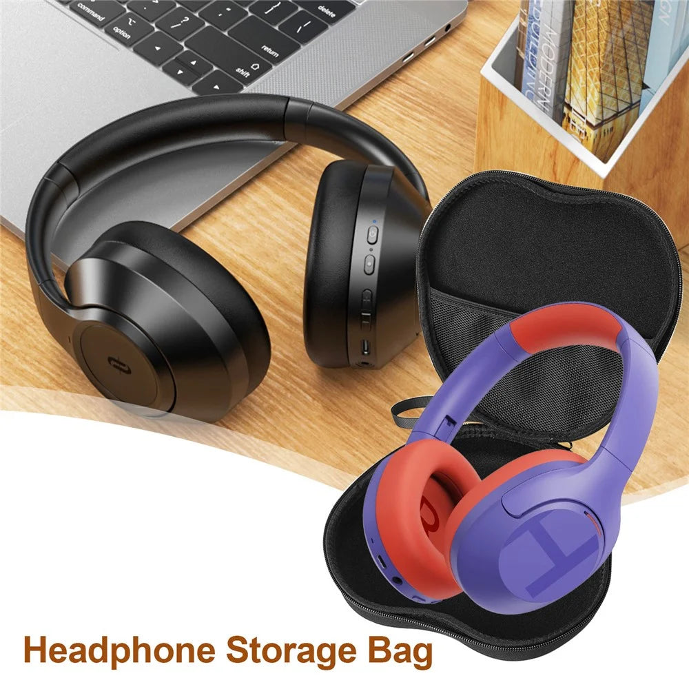 For Haylou S35 ANC Headphone Case EVA Hard Shell Storage Bag With Cleaning Pen Set - Black - 4