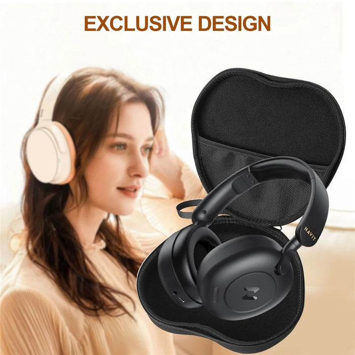 For HAVIT H655BT Headphone Case EVA Hard Shell Storage Bag With Cleaning Pen Set - Black - 5