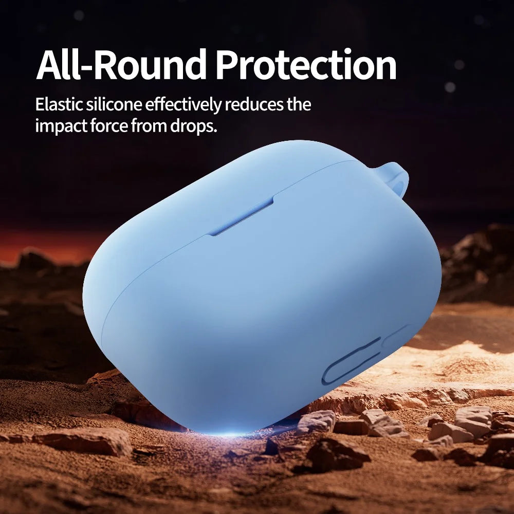 For Huawei FreeBuds SE 4 ANC Silicone Case Wireless Earphone Anti-Scratch Protective Cover with Carabiner - Sky Blue - 4