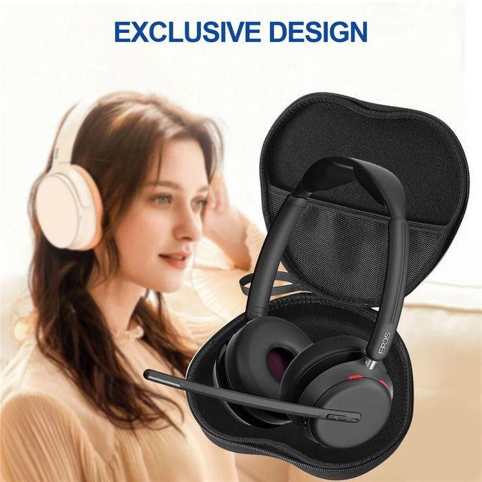 For EPOS IMPACT 1060T Headphone Case EVA Hard Shell Storage Bag With Cleaning Pen Set - Black - 6