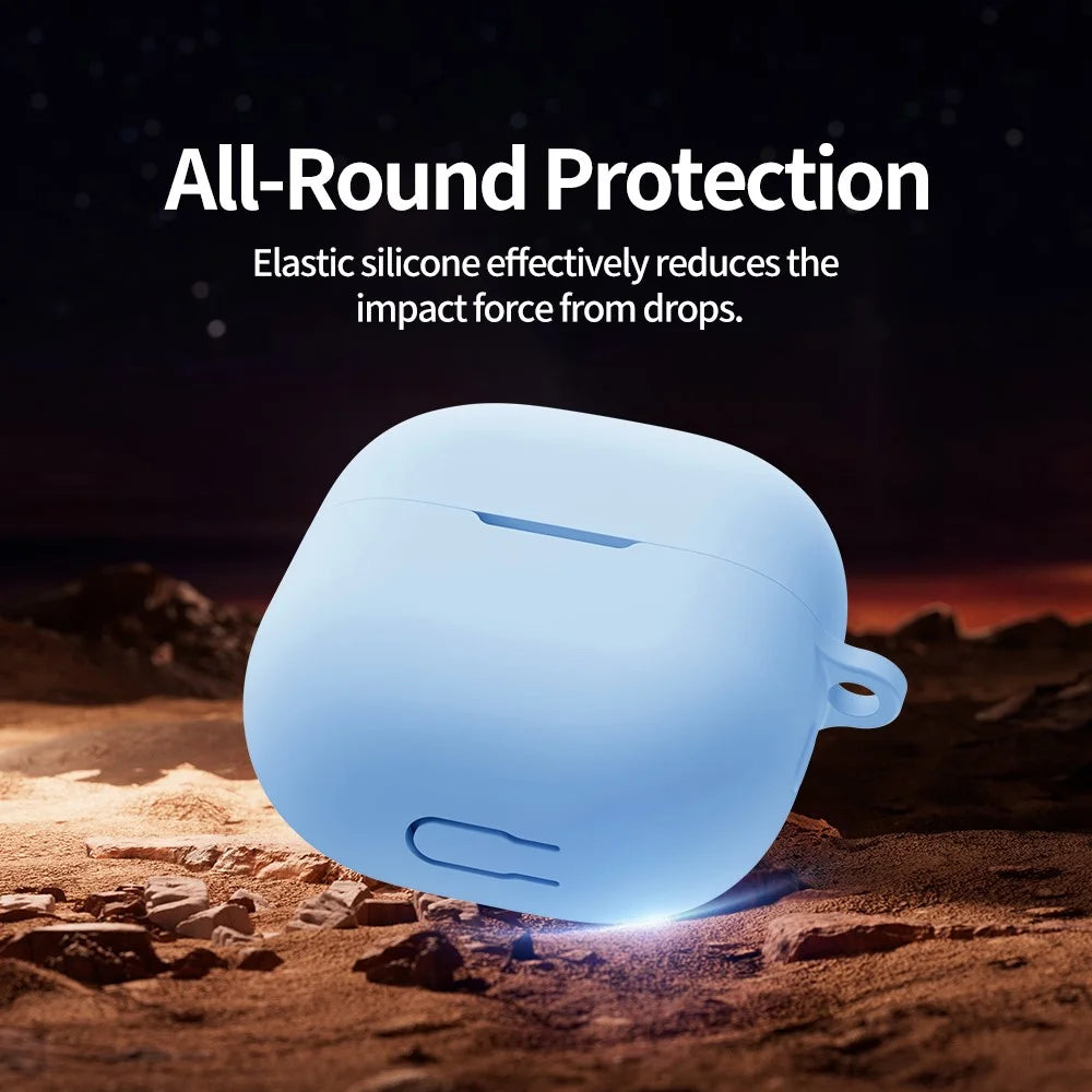 For Huawei FreeClip 2 Silicone Case Wireless Earphone Anti-Scratch Protective Cover with Carabiner - Sky Blue - 2