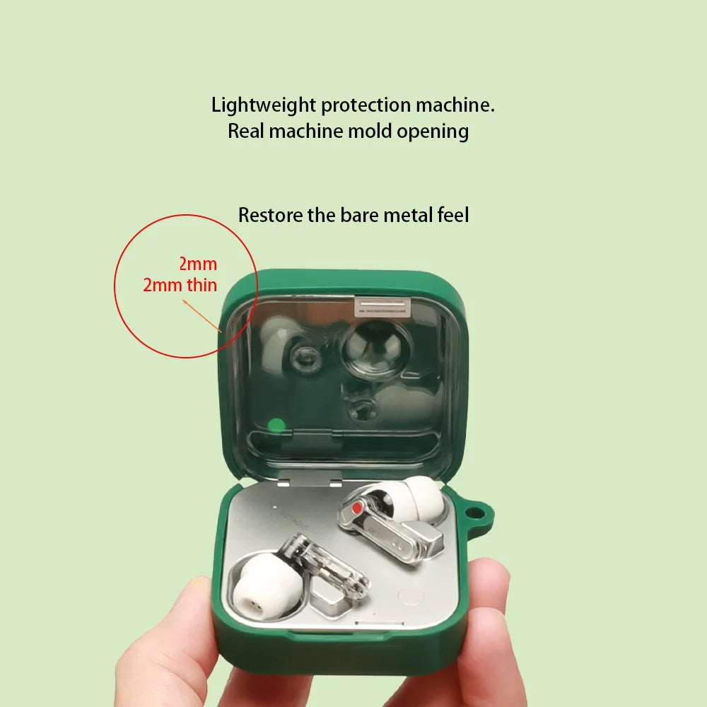 For Nothing Ear (3) Silicone Case Wireless Earphones Protective Cover with Anti-Lost Buckle - Blackish Green - 3