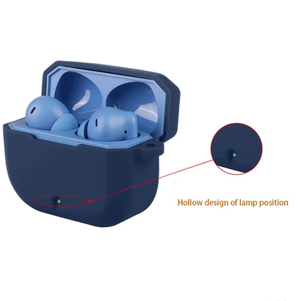 For OnePlus Buds 3V / Nord Buds 3r Silicone Case Wireless Earphones Protective Cover with Anti-Lost Buckle - Dark Blue - 2